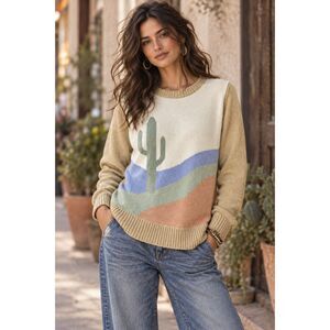 Miss Sparkling Cactus Sunset Knit Sweater Pastel Desert Sweater Size Medium
